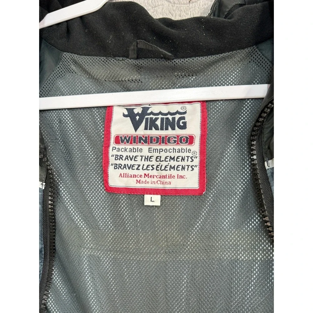 Viking Windigo Packable Rain Jacket‎ Mens Large Blue Black Hooded Windbreaker L